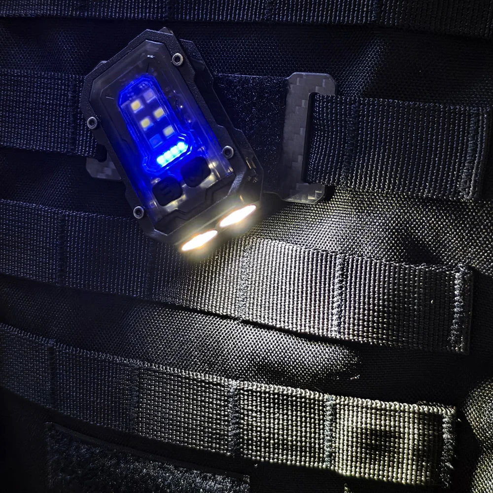 Linterna táctica EDC portátil Mini luz o placa de bucle de gancho Camping senderismo luz intermitente de seguridad para correa de mochila de 25mm