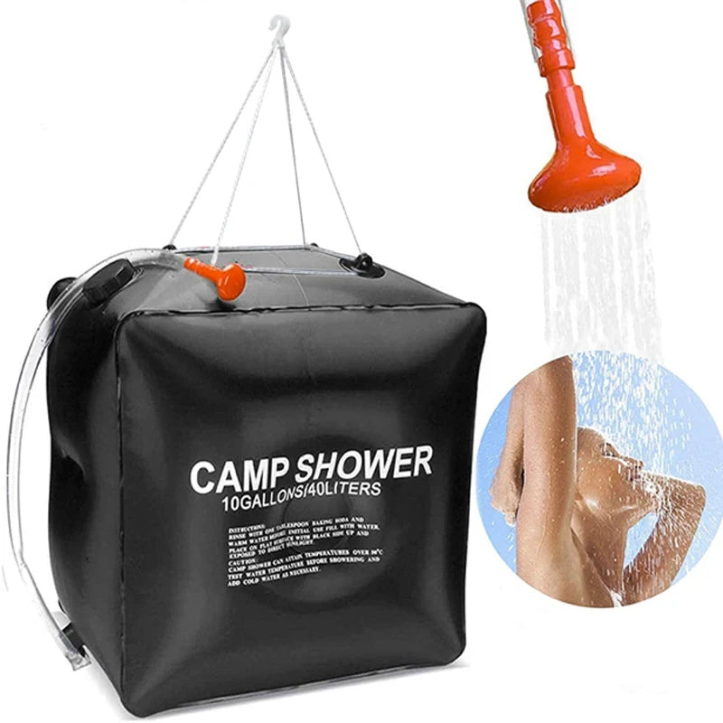 Bolsa de agua 40L cabezal de ducha energía Solar calentamiento rápido Camping bolsa de ducha Camping pesca senderismo bolsa de almacenamiento de agua bolsa de baño
