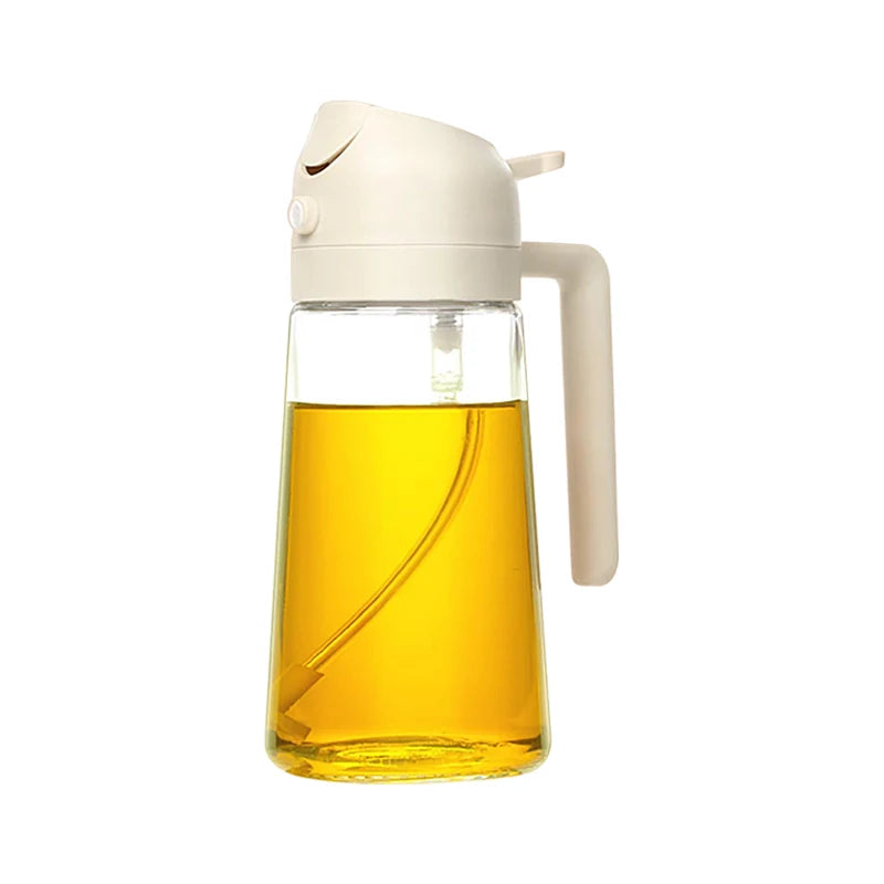 Botella vacía de aceite de 500mL, pulverizador y vertedor 2 en 1, contenedor de aceite de plástico, dispensador de aceite de cocina, vaporizador, vinagrera para acampar y barbacoa