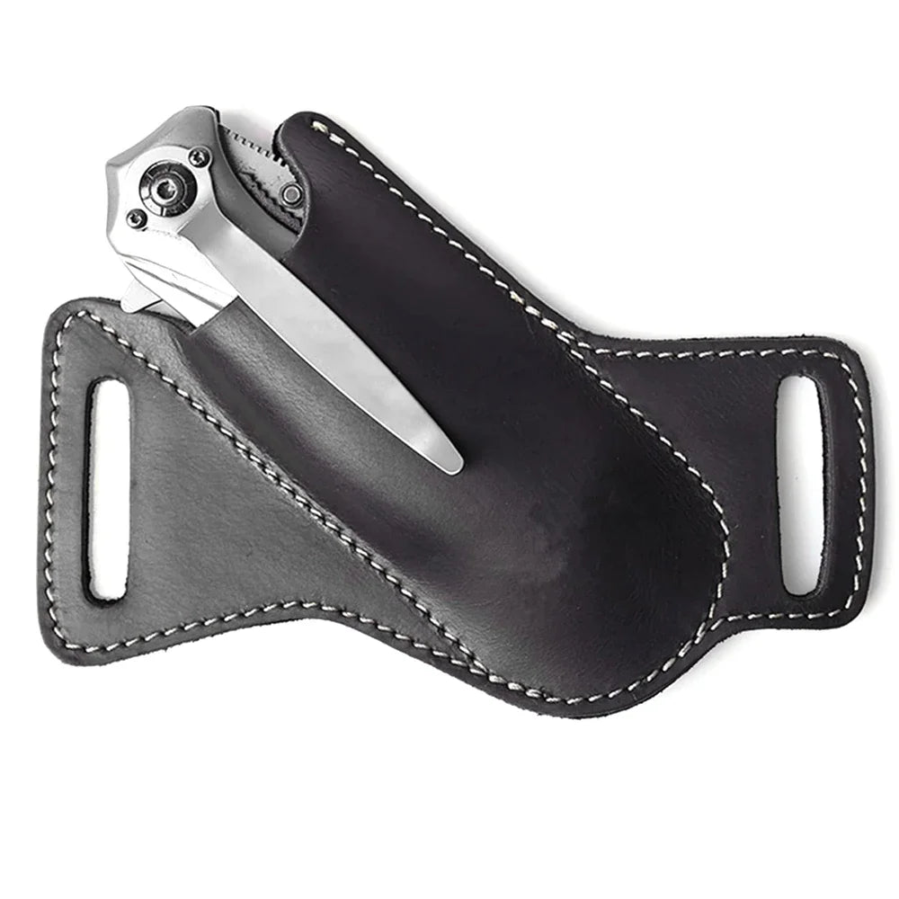 Funda de bolsillo para caza, funda de cuero con soporte para cinturón, funda para linterna, herramienta para cuchillo plegable, transporte para campamento al aire libre