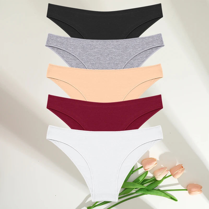 FINETOO-Conjunto de bragas de M-XXL para mujer, lencerÃa de algodón, ropa interior Sexy, 7 colores sólidos