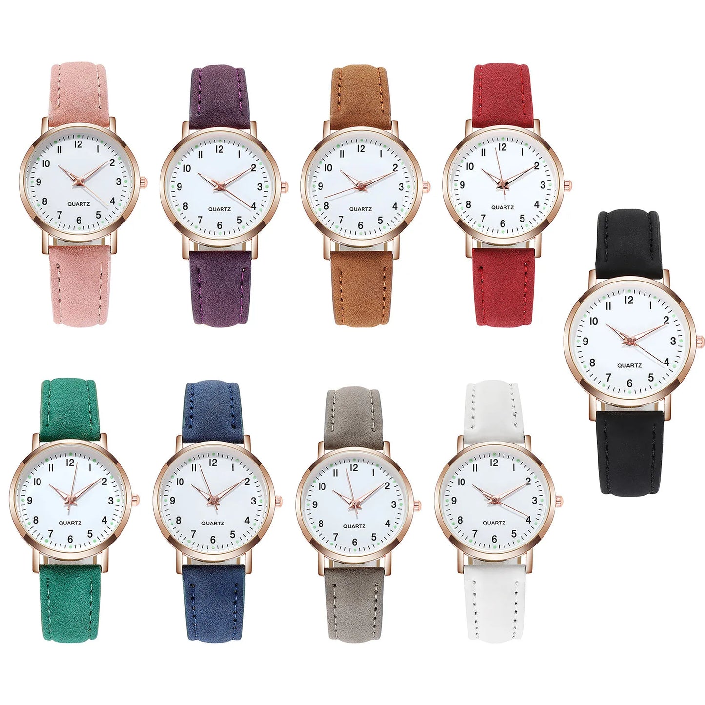 Reloj de Mujer a la moda para Mujer, relojes con correa de cuero, Reloj de pulsera luminoso de cuarzo analógico de lujo para Mujer, Reloj femenino