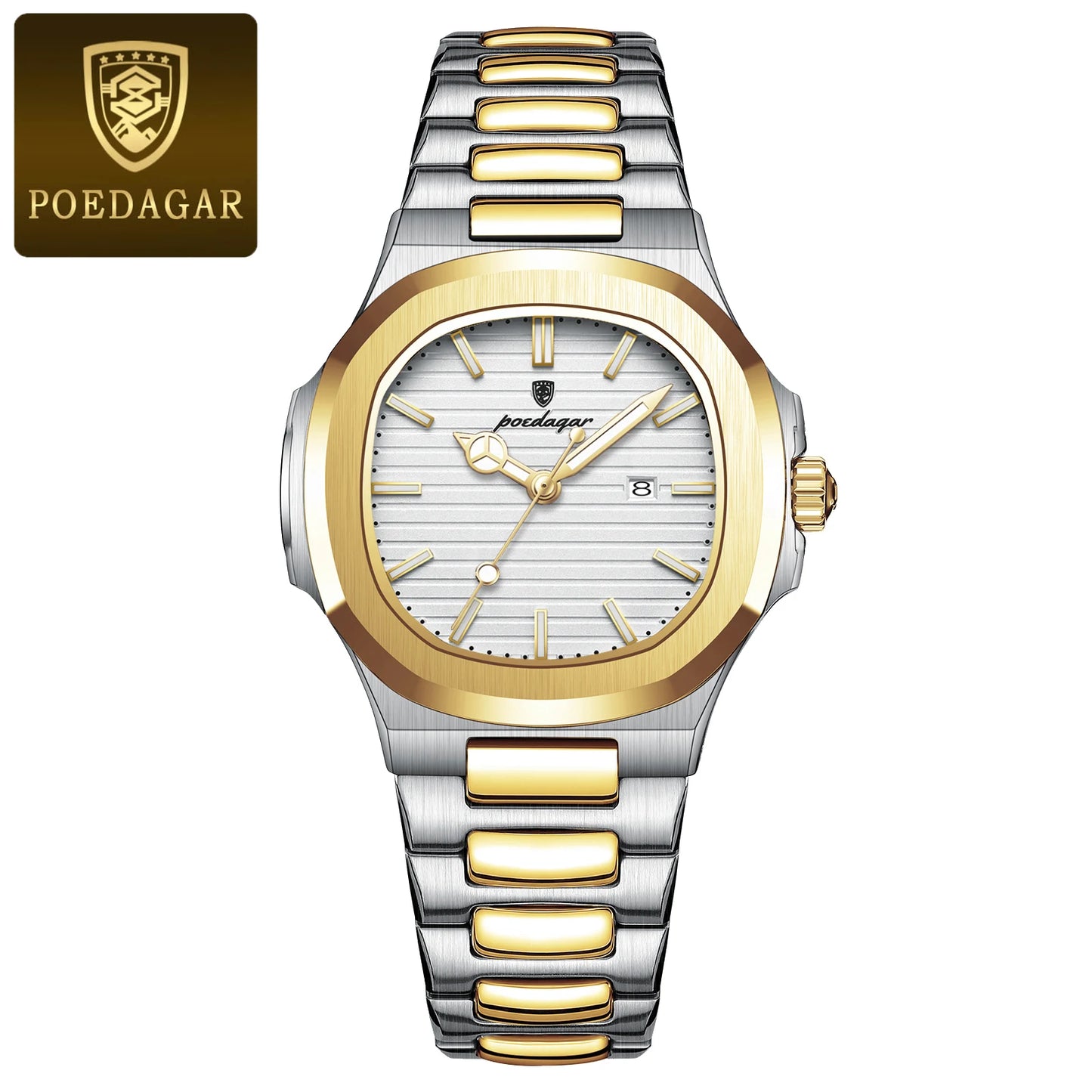 Reloj POEDAGAR cuadrado de lujo para mujer, reloj de pulsera resistente al agua con fecha luminosa para mujer, relojes de cuarzo de moda de acero inoxidable para mujer