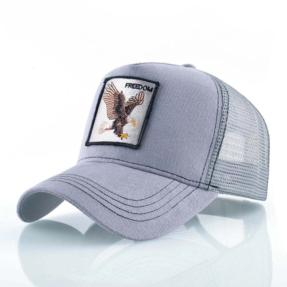 Gorras de camionero de moda con parche de cabra bordado gorra de béisbol Snapback para las cuatro estaciones para hombres y mujeres gorra con visera ajustable