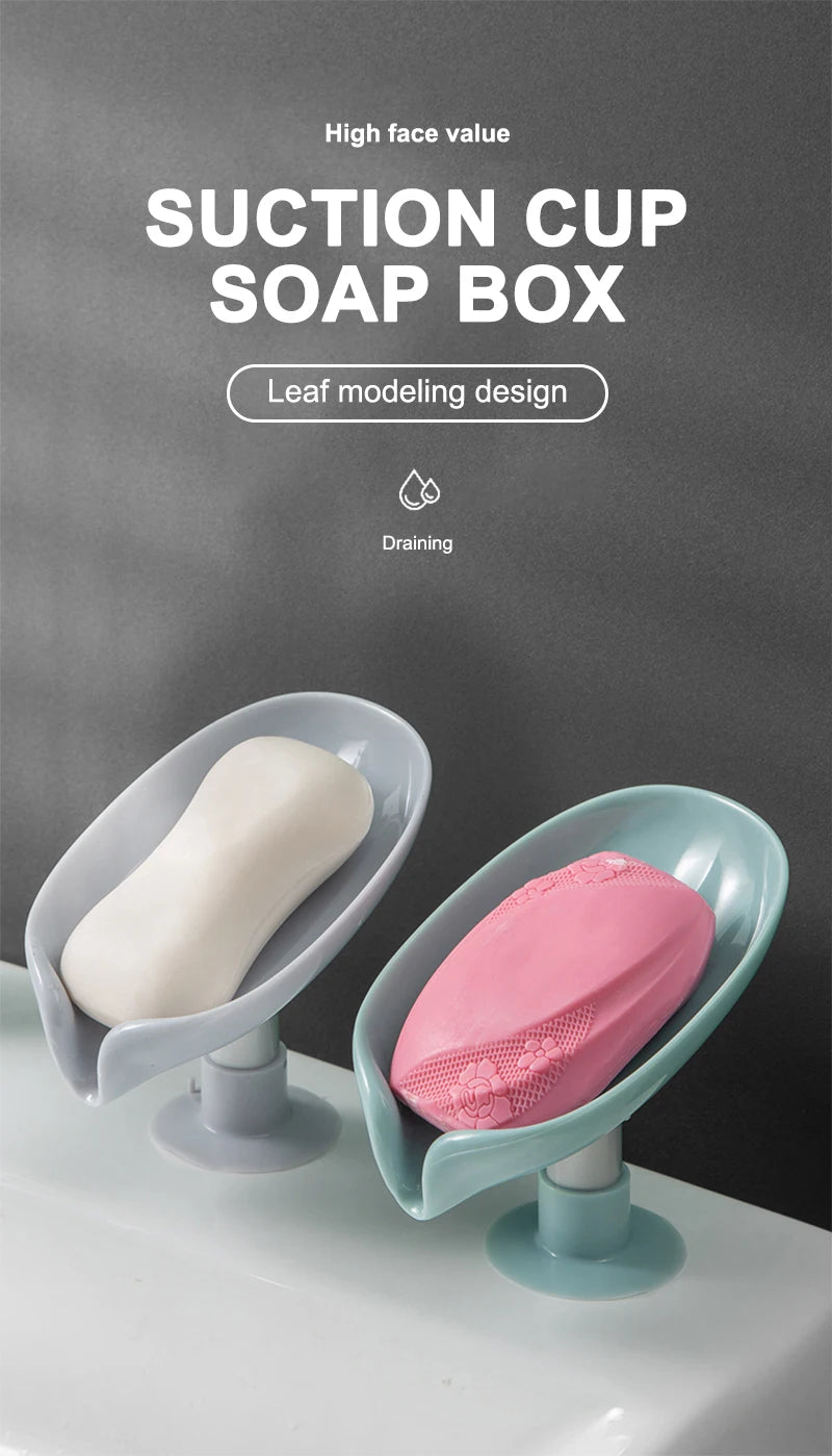 Soporte para jabón, escurridor de agua, jabonera con forma de hoja, escurridor de jabón para ducha, ventosa, contenedor de jabón, accesorios modernos para baño