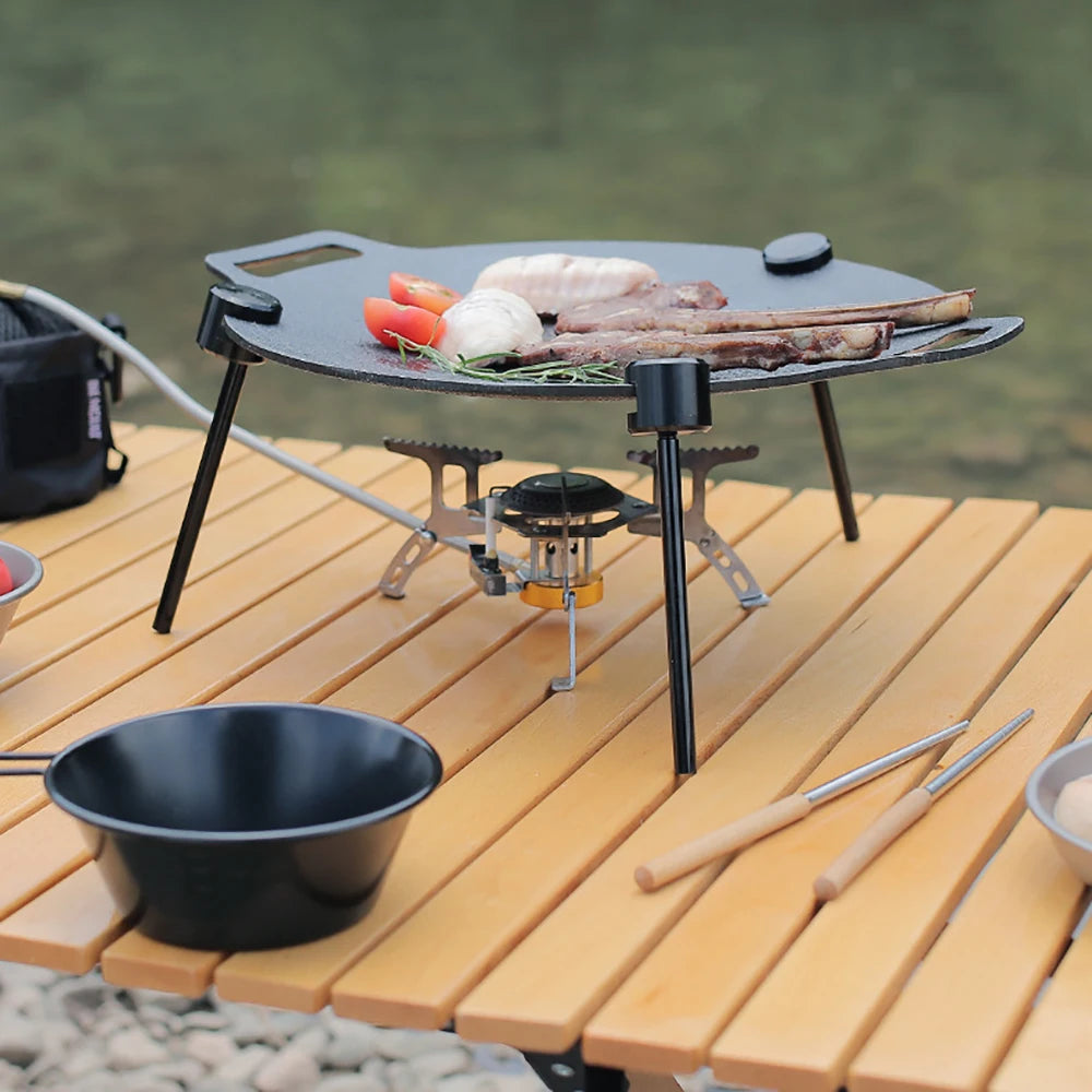 Soporte Triangular para barbacoa al aire libre, estante para ollas desmontable multifuncional, portátil, ajustable con cadena, suministros para acampar al aire libre