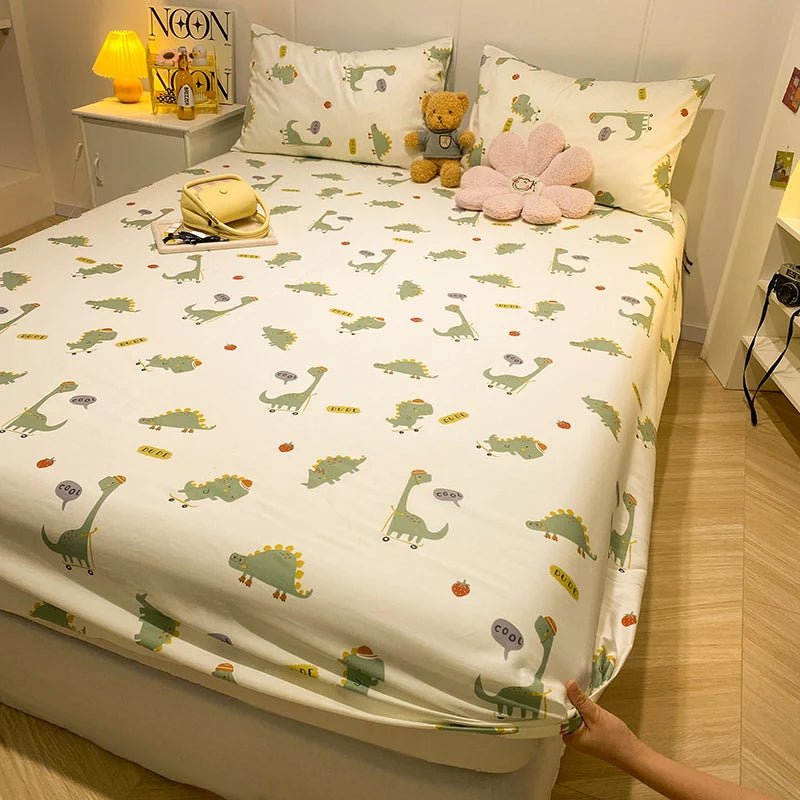 Bonenjoy-sábana bajera de algodón puro con estampado de dibujos animados de coche, funda de cama elástica, Sábana inferior individual, tamaño Queen, sin funda de almohada, 1 unidad