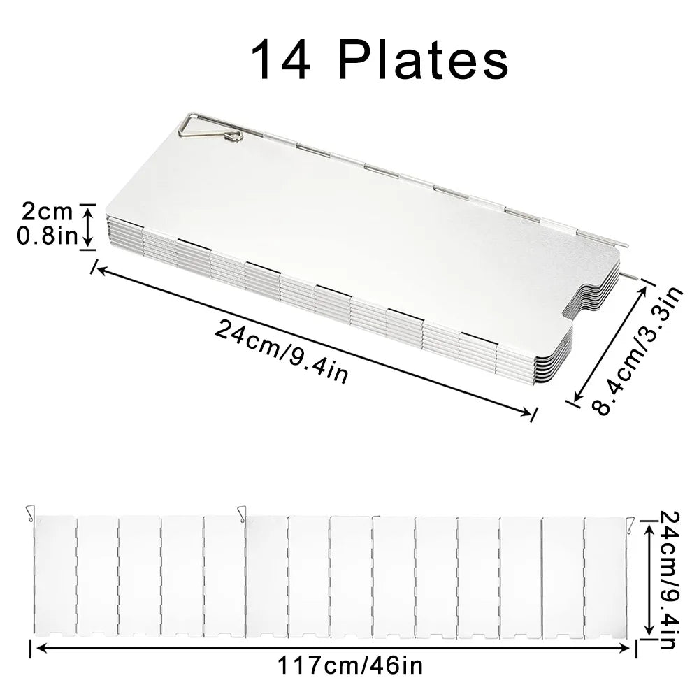 Estufa de Camping plegable con 8/9/10/12/14/16 placas, parabrisas, estufa de Gas, protector contra el viento, cocina ligera para pícnic al aire libre, pantalla de viento