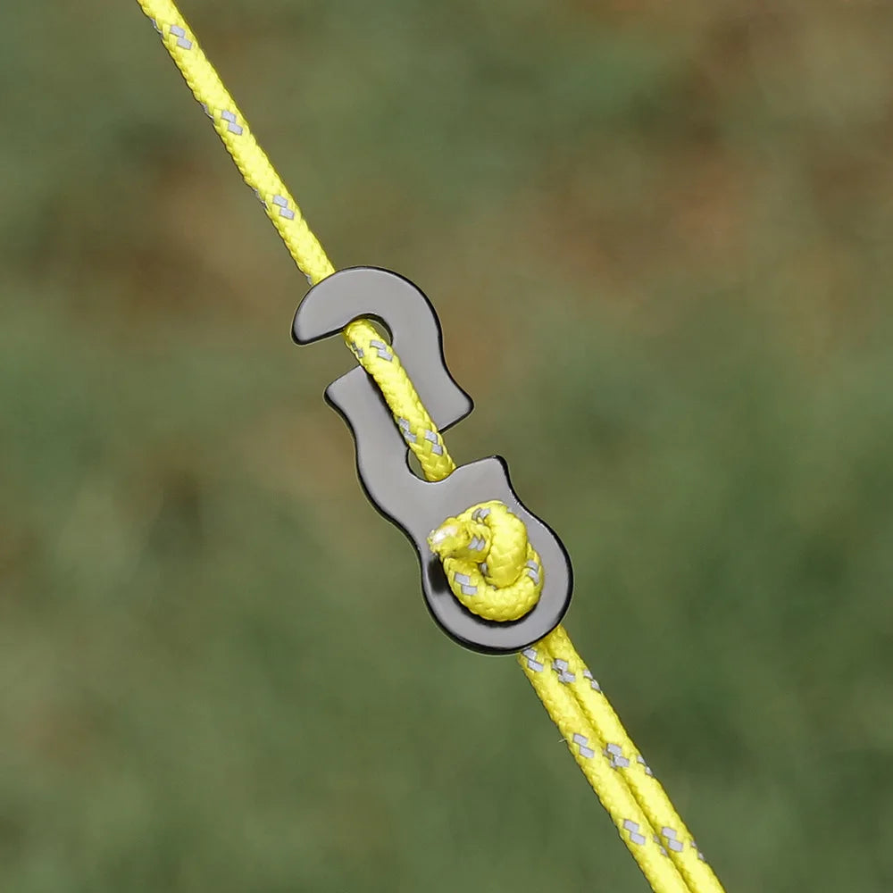 10 Uds. Hebillas de cuerda para tienda de campaña, aleación de aluminio, tapón de cuerda de viento para acampar al aire libre, toldo Wigwam, hebilla de seguridad ajustable