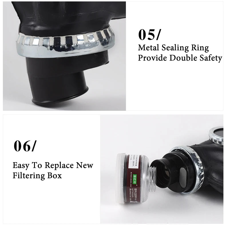 Máscara de Gas fantasma de cara completa negra creativa, respirador de goma, máscara de prevención quÃÂmica, capucha RD40 de 40mm para pintar pesticidas en aerosol