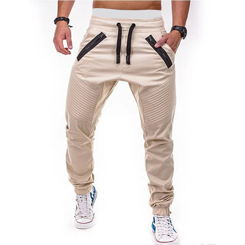 Pantalones largos de tubo con bolsillo para hombre, pantalones bombachos a rayas informales ajustados con cordón y cintura elástica baja para verano, BSD-8812