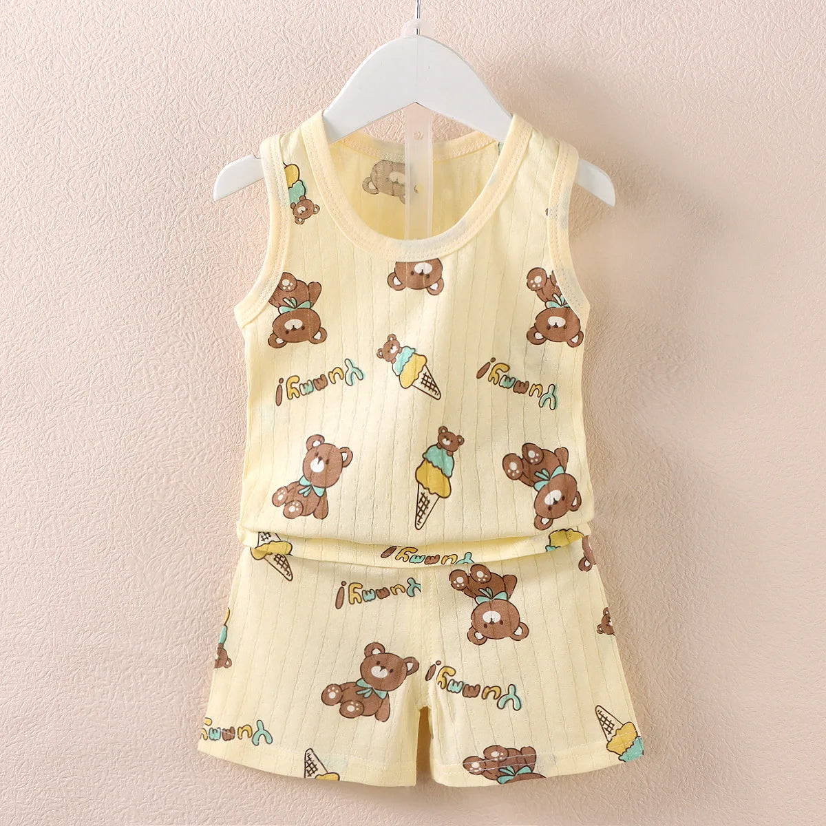 Ropa para niños, Tops sin mangas estampados, pantalones cortos, lindo, transpirable, chaleco de verano para niños, conjunto de pantalones cortos, camiseta sin mangas para ropa de bebé para niños
