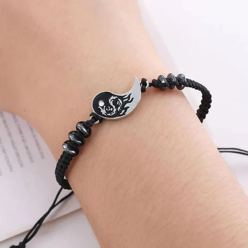 2025 figura de dragón de moda pulsera Yin Yang pareja pulseras ajustables novio novia joyerÃa de amistad del DÃa de San ValentÃn