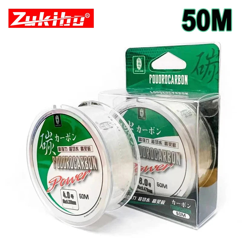 ZUKIBO fluorocarbono 100â„… japón,pesca accesorios mar,pesca surfcasting50M100M lÃnea de pesca de fluorocarbono lÃnea de fibra de carbono importada japonesa 1-25kg lÃnea de hundimiento de monofilamento pesca