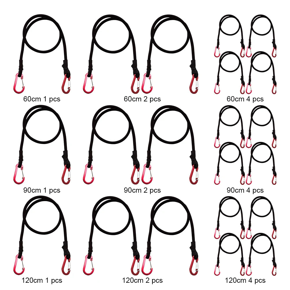 Cuerda elástica de alta resistencia, correa de amarre, ganchos de mosquetón, Kayak, ciclismo, embalaje de equipaje, cuerda elástica, accesorios de Camping