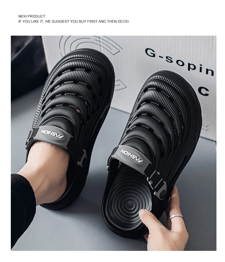 Zuecos con soporte para el arco para hombre, calzado para jardín, zapatillas de playa sin cordones para exteriores, sandalias con cojín cómodo extraíble