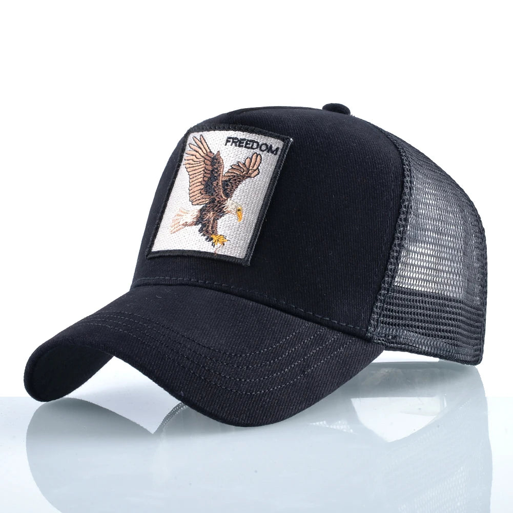 Gorras de camionero de moda con parche de cabra bordado gorra de béisbol Snapback para las cuatro estaciones para hombres y mujeres gorra con visera ajustable
