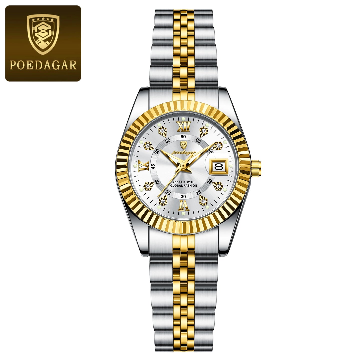 POEDAGAR, relojes de lujo para mujer, Reloj de pulsera resistente al agua con fecha luminosa para mujer, Reloj de cuarzo elegante de acero inoxidable para mujer, Reloj