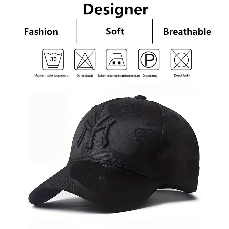 Sombreros de béisbol de camuflaje con bordado de letras a la moda, sombreros casuales ajustables para exteriores para primavera y otoño, sombrero protector solar