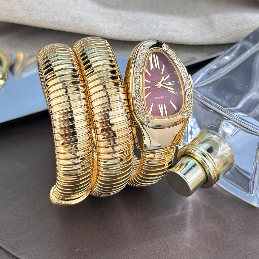 Reloj de aleación serpentina de alta calidad a la moda para mujer con caja de diamantes Reloj de pulsera de cuarzo de alta calidad estilo famoso