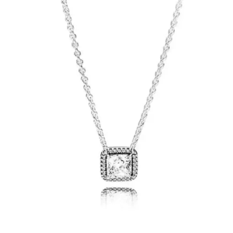 Nuevo original Plata de Ley 925 chapada brillante en forma de corazón collar pulsera mujer regalo de cumpleaños del Día de San Valentín joyería DIY