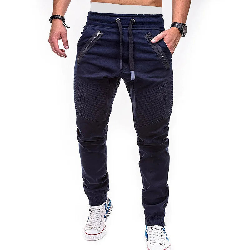Pantalones largos de tubo con bolsillo para hombre, pantalones bombachos a rayas informales ajustados con cordón y cintura elástica baja para verano, BSD-8812