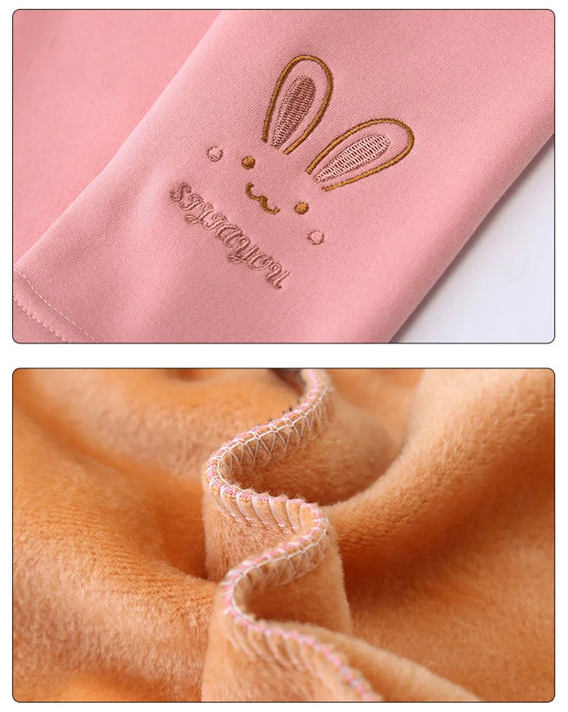 Leggings para niñas Otoño Invierno grueso cálido más lindo conejo Fond niños bebé parte inferior pantalones