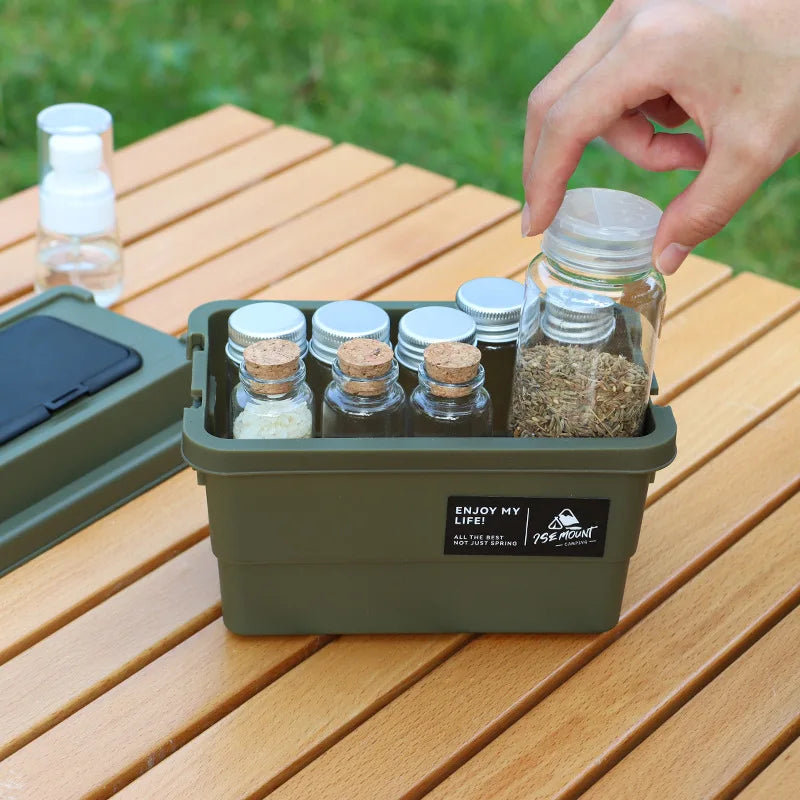 Estuche de pañuelos para acampar, caja de almacenamiento de papel para servilletas de escritorio, organizador portátil de botellas de condimentos para pícnic al aire libre