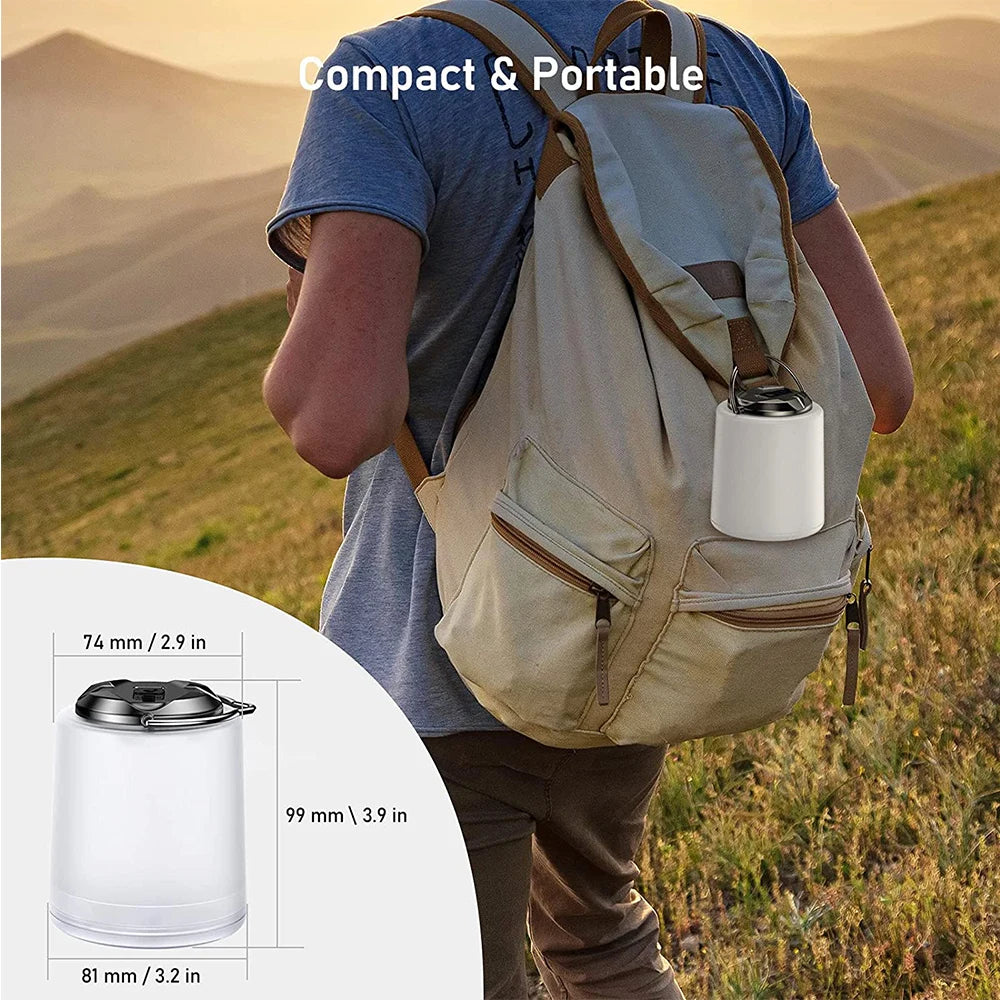 Linterna de luz de camping recargable, linterna de camping, luz blanca cálida de 3000K, linterna Led impermeable, suministros para acampar/senderismo