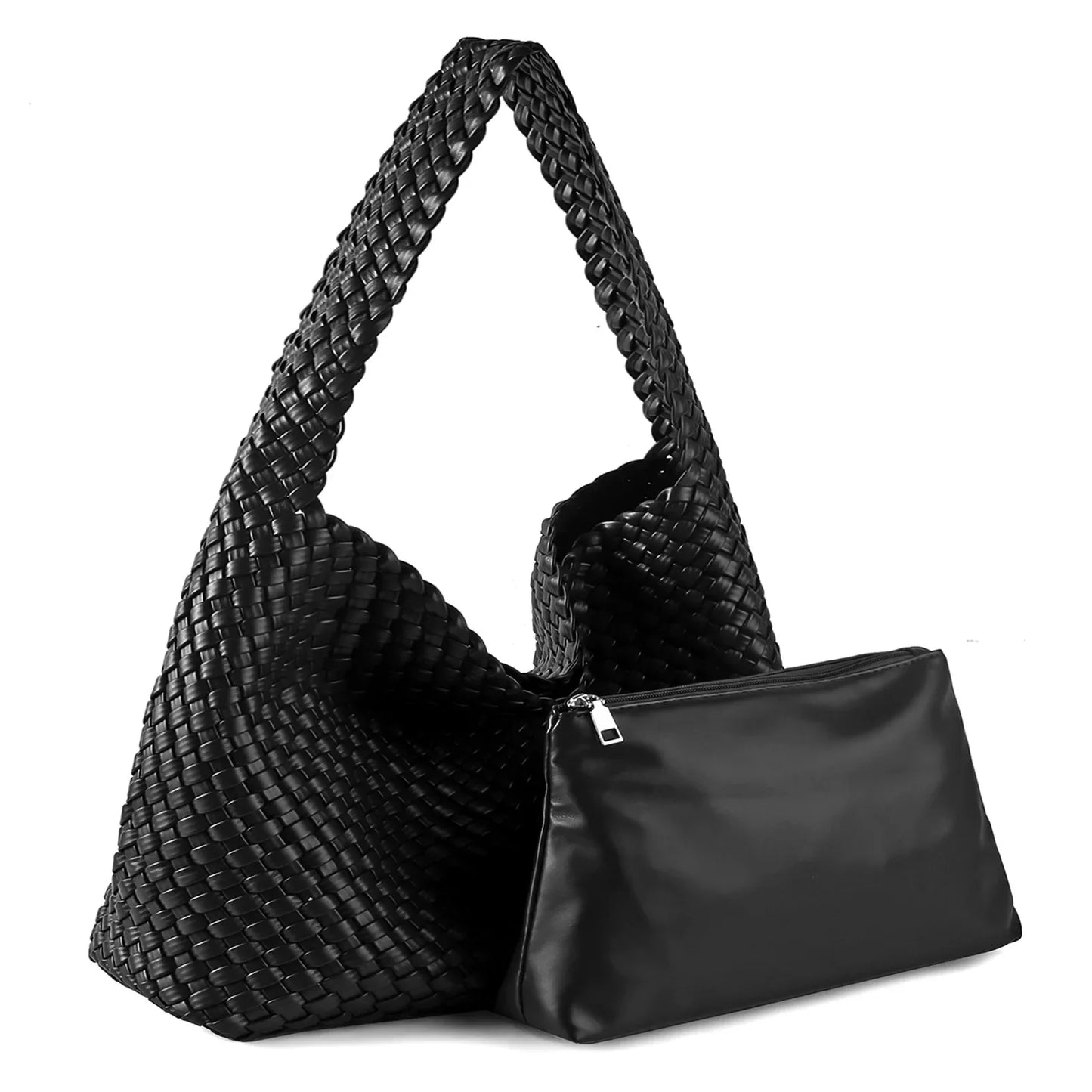 ZR DIARY-Bolso tejido de lujo para mujer, bolsa de mano de gran capacidad de cuero PU, informal, a la moda, con textura suave, BZ618