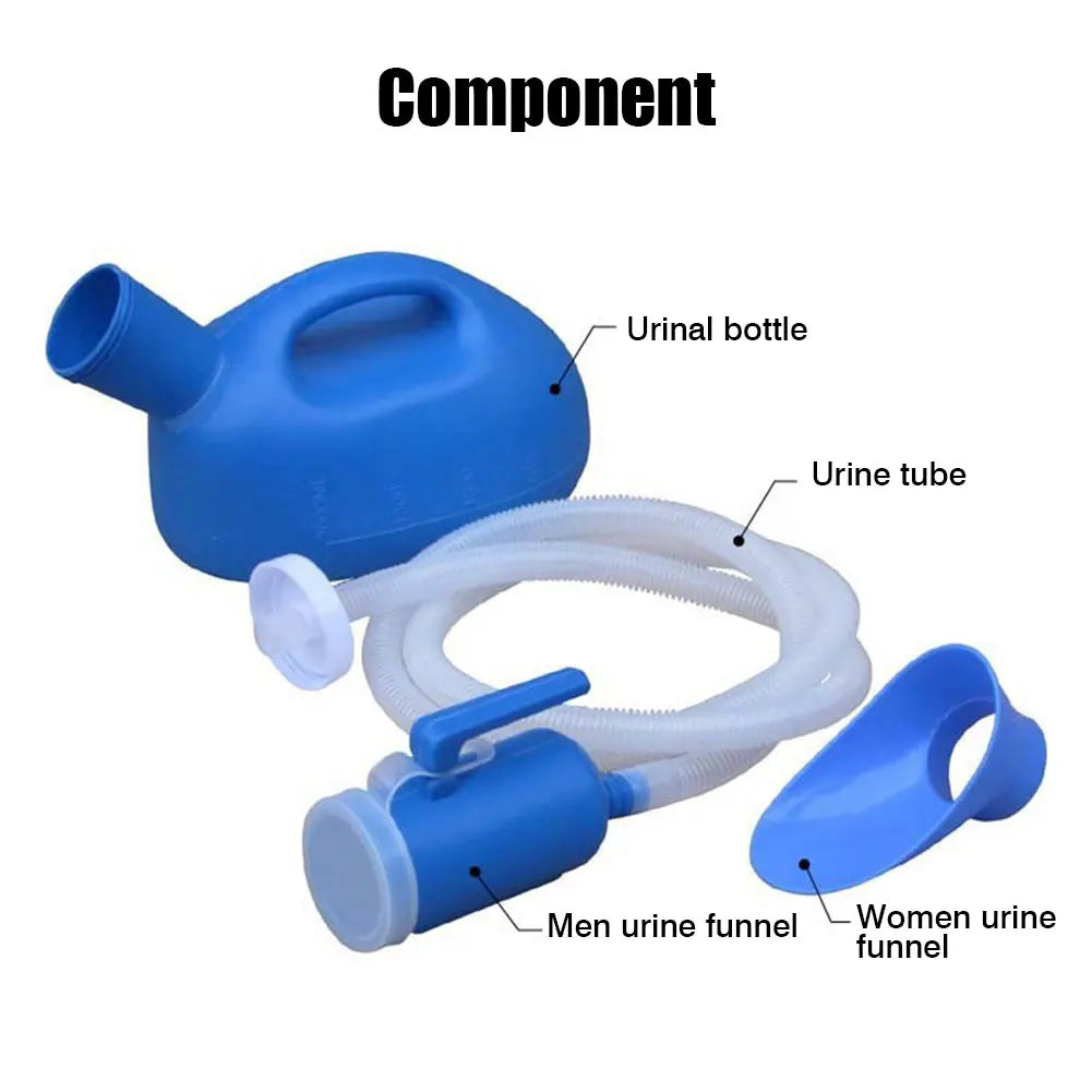 Urinario portátil de 2000ml con manguera para mujeres y hombres, extensión de 1,3/1,6 m, inodoro de tubo largo, urinario para exteriores, olla para acampar y viajar