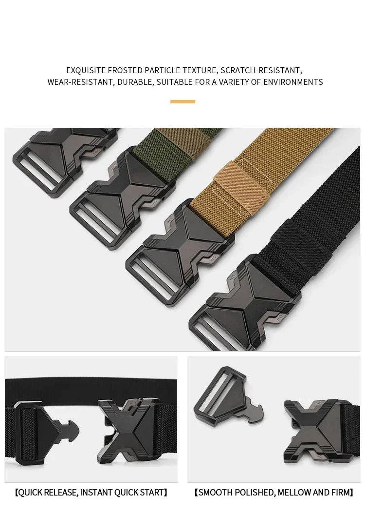 El nuevo cinturón con hebilla de 125cm para hombre, cinturón de nailon trenzado, ligero, transpirable, para ir al trabajo diario