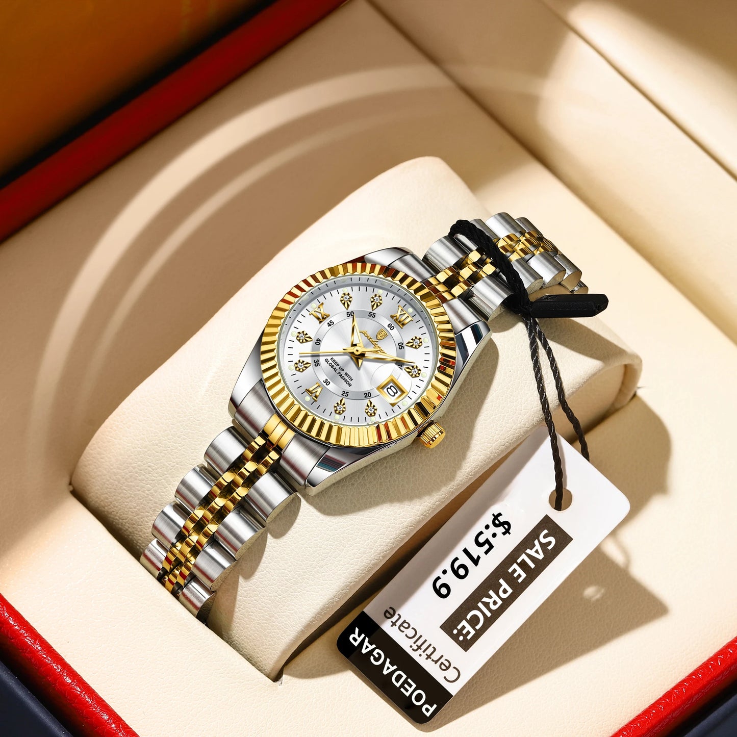POEDAGAR, relojes de lujo para mujer, Reloj de pulsera resistente al agua con fecha luminosa para mujer, Reloj de cuarzo elegante de acero inoxidable para mujer, Reloj