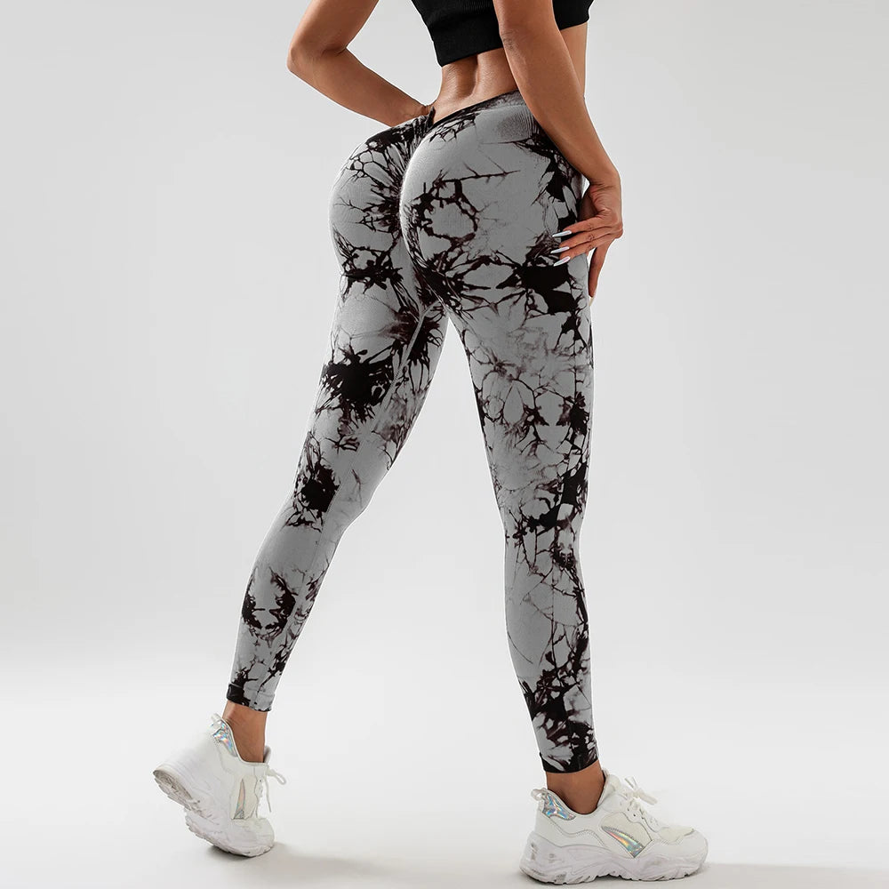 FITTOO V-Buttocks Leggings para mujer Tie Dye Scrunch Butt pantalones de Yoga Fitness atlético Sexy traje de gimnasio ropa femenina medias deportivas