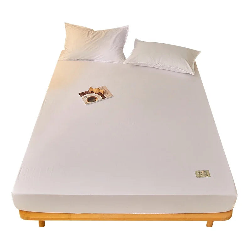Sábana bajera de algodón 100% con banda elástica, Funda de colchón ajustable antideslizante de Color sólido para cama individual, doble, King y Queen