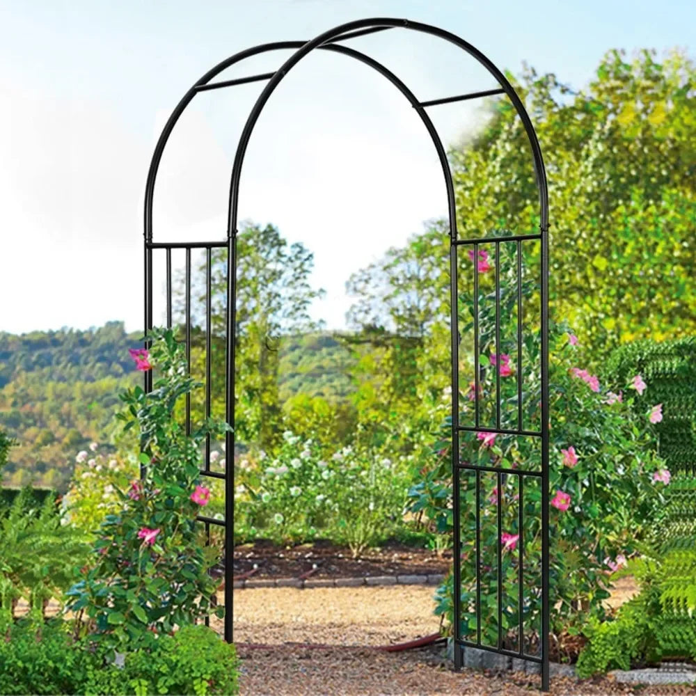 Arco de jardín de metal, cenador exterior de 7,2 pies / 86" para plantas trepadoras: ideal para bodas o jardines