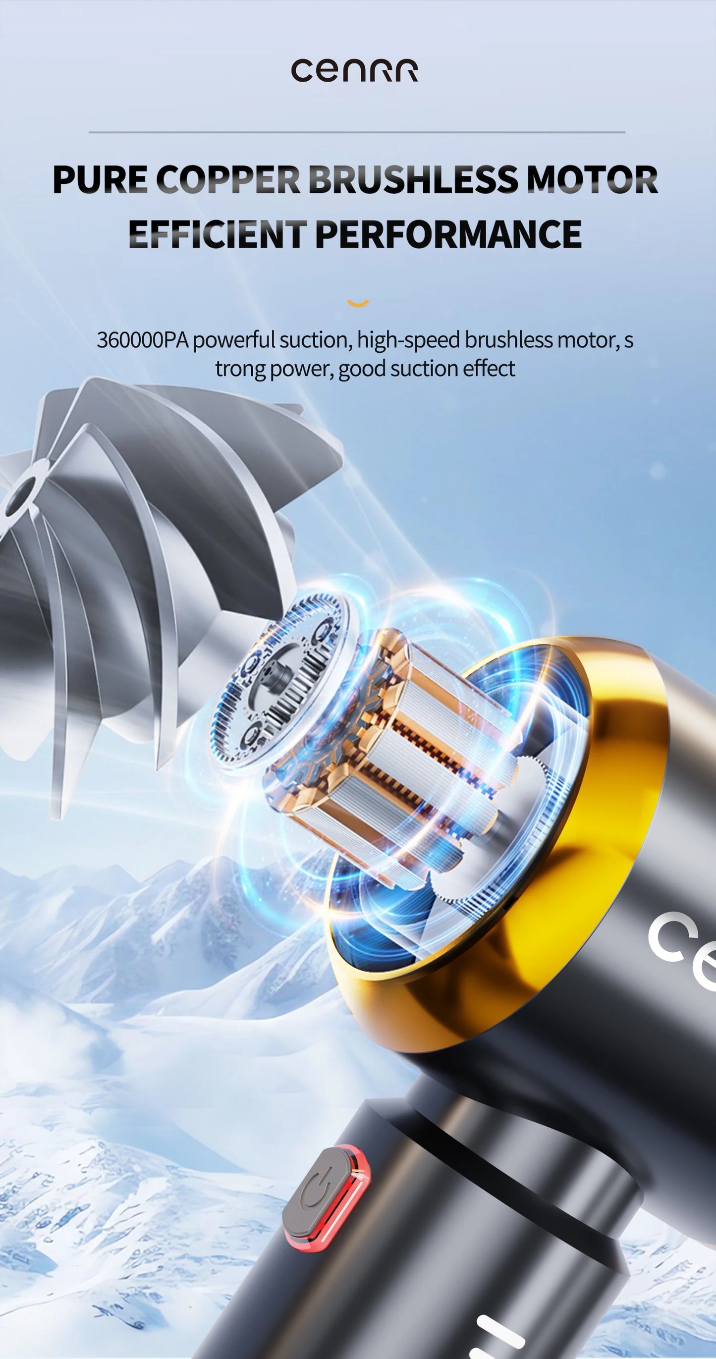 CENRR 2025 NUEVO Aspirador de Coche Potente Mini 998000 Aspirador portátil PA para electrodomésticos, soplador de mano, limpiador de coche