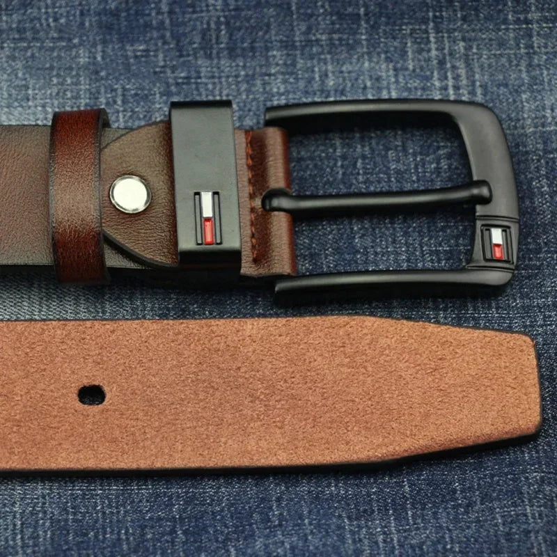 Cinturón para hombre 2024, famoso diseño de marca de lujo, cuero PU, alfileres de aleación clásicos, hebilla, cinturones Punk para pantalones vaqueros, pretina de ocio