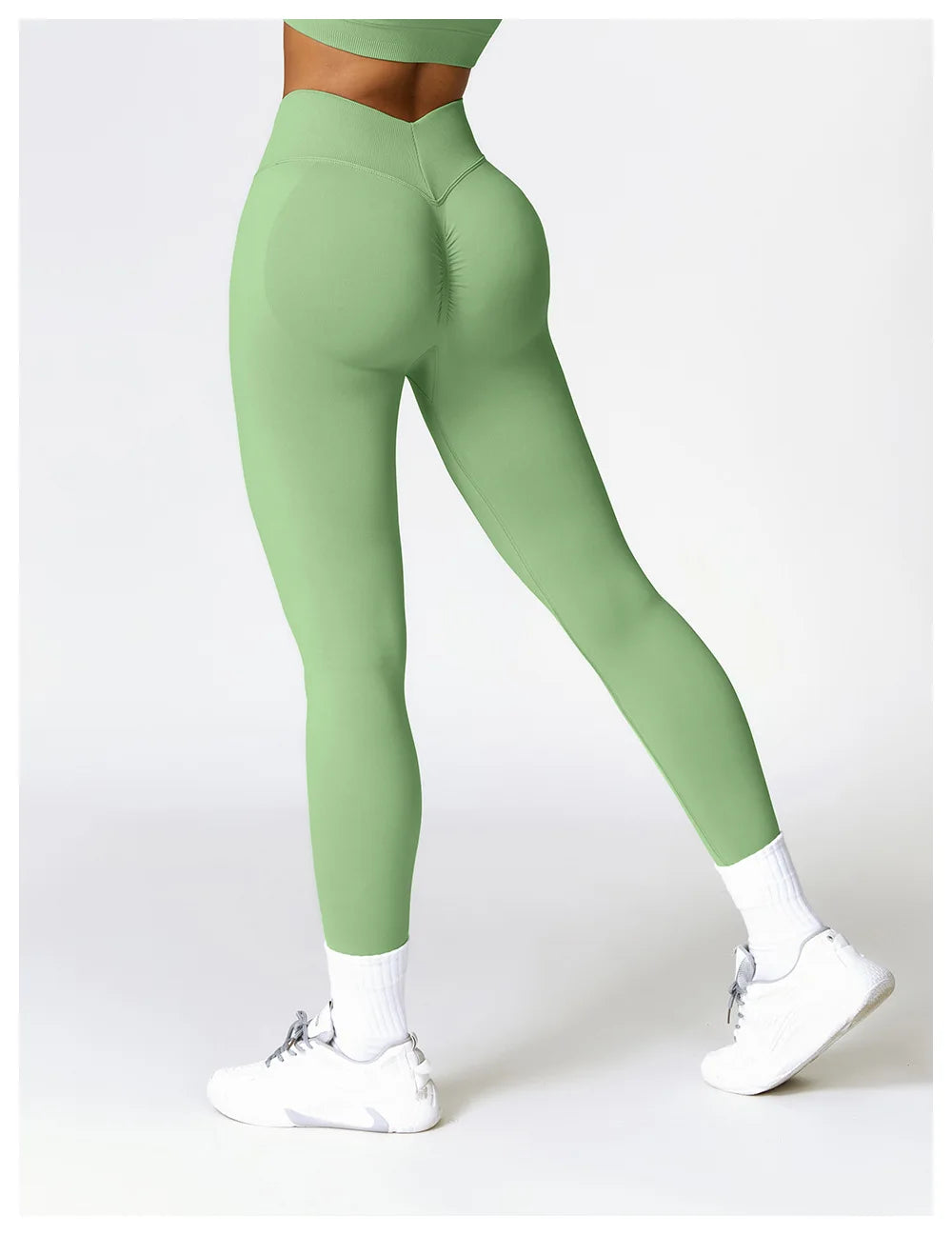 Mallas deportivas con espalda en V para mujer, pantalones atléticos para Fitness, gimnasio, Yoga, mallas con Control de Scrunch, mallas de entrenamiento para ejercicio y correr