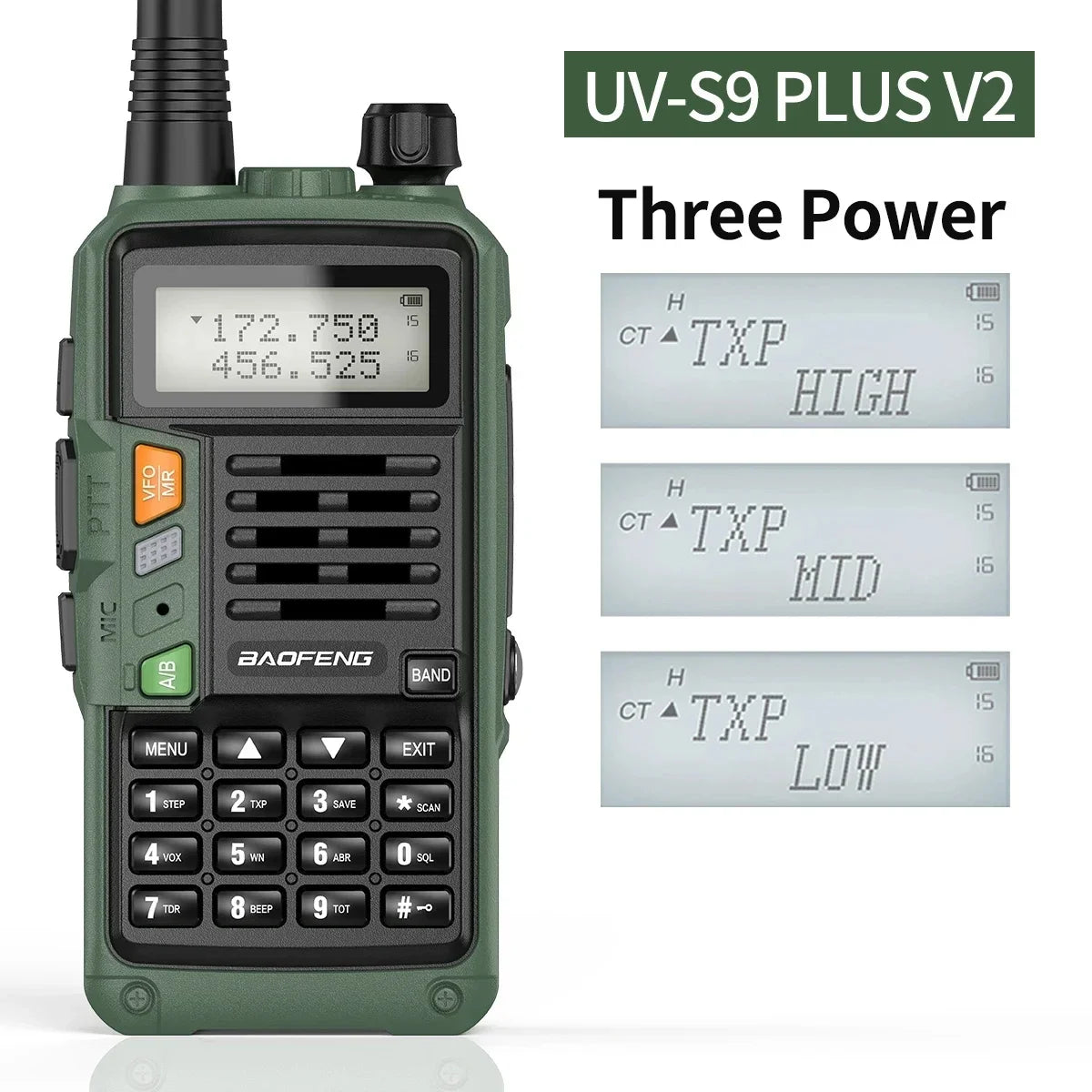 BAOFENG UV-S9 PLUS 10W Walkie Talkie banda Dual de largo alcance VHF UHF Radio de mano para UV-5R UV-K5 Ham Radio bidireccional para acampar