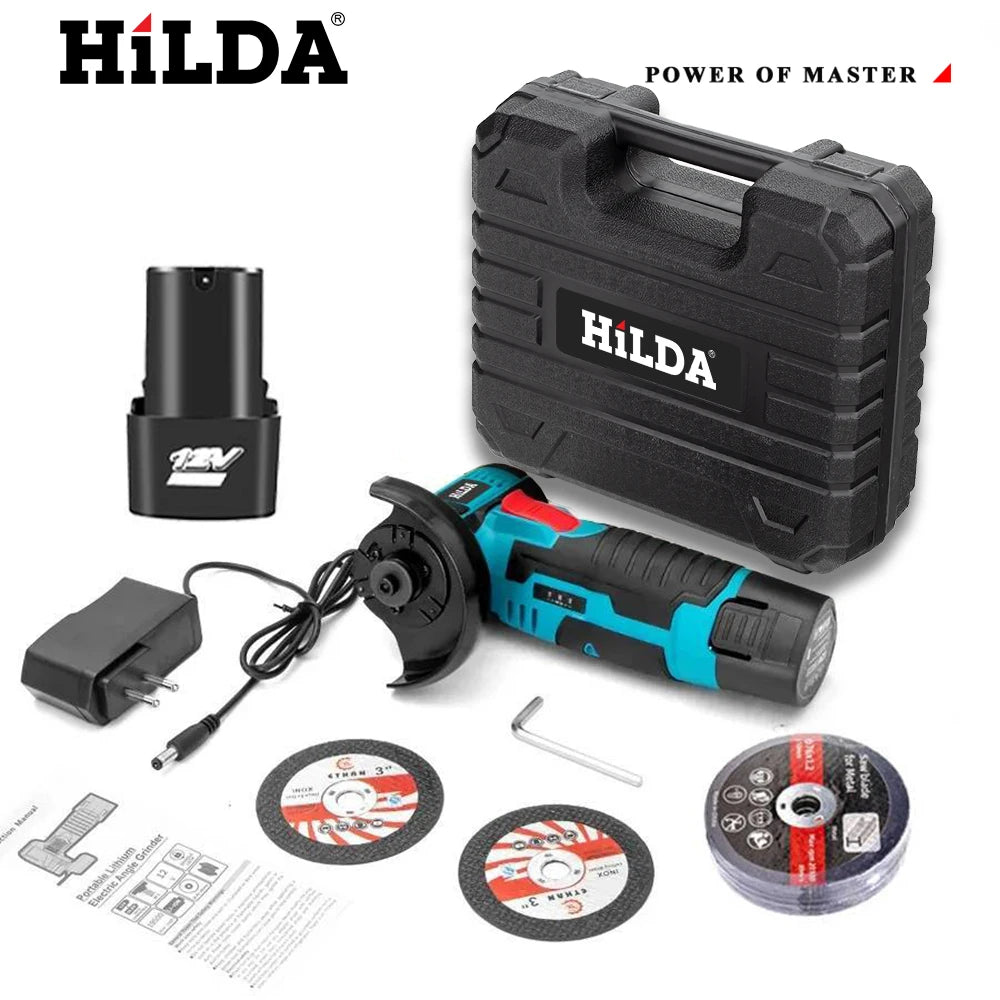 Mini amoladora angular recargable en miniatura HILDA de 12V con baterÃa, amoladora pulidora de hoja de corte para cortar diamante inalámbrico