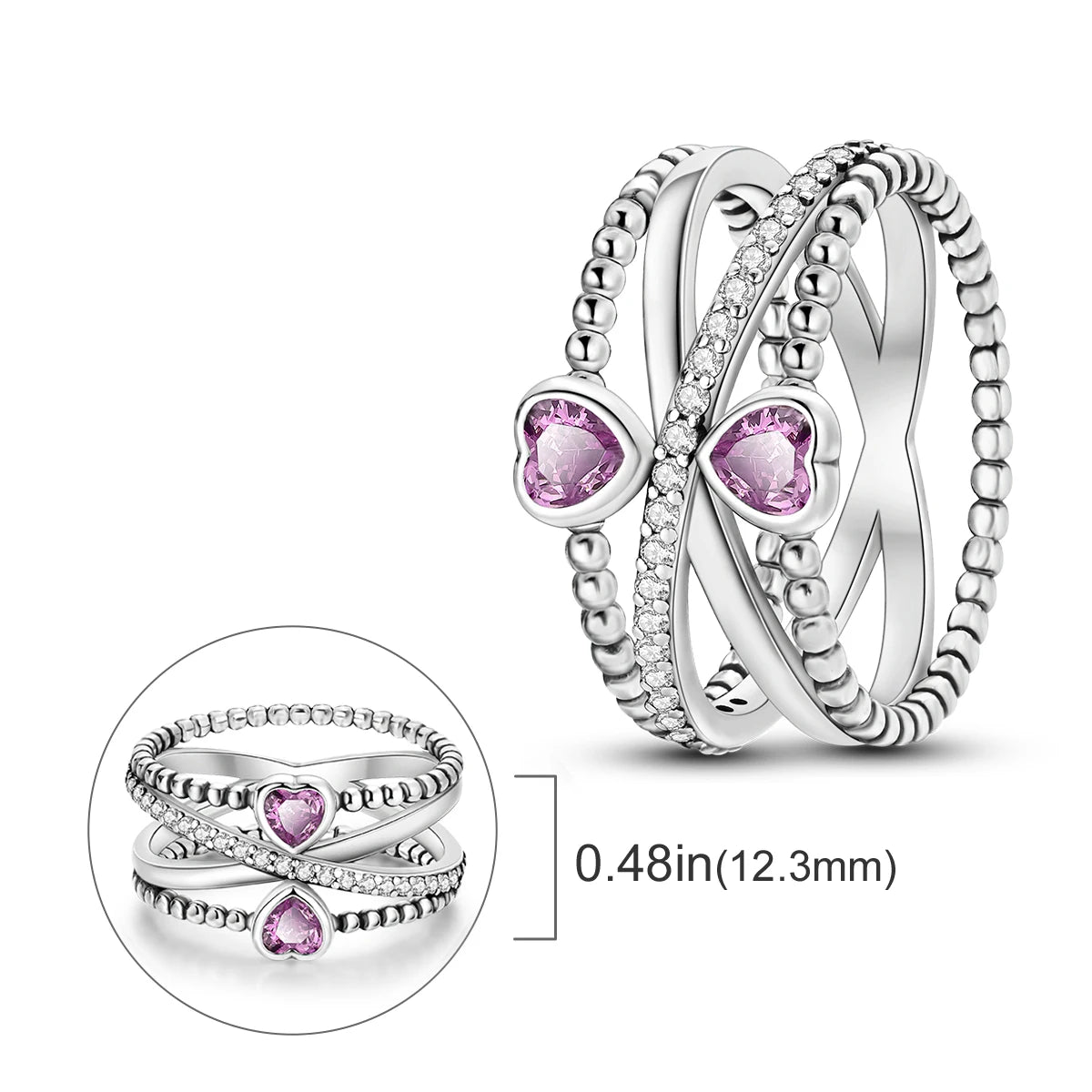 Anillo de Plata de Ley 925 Original para mujer, joyería fina con circonita, luciérnaga, corazón, cruz