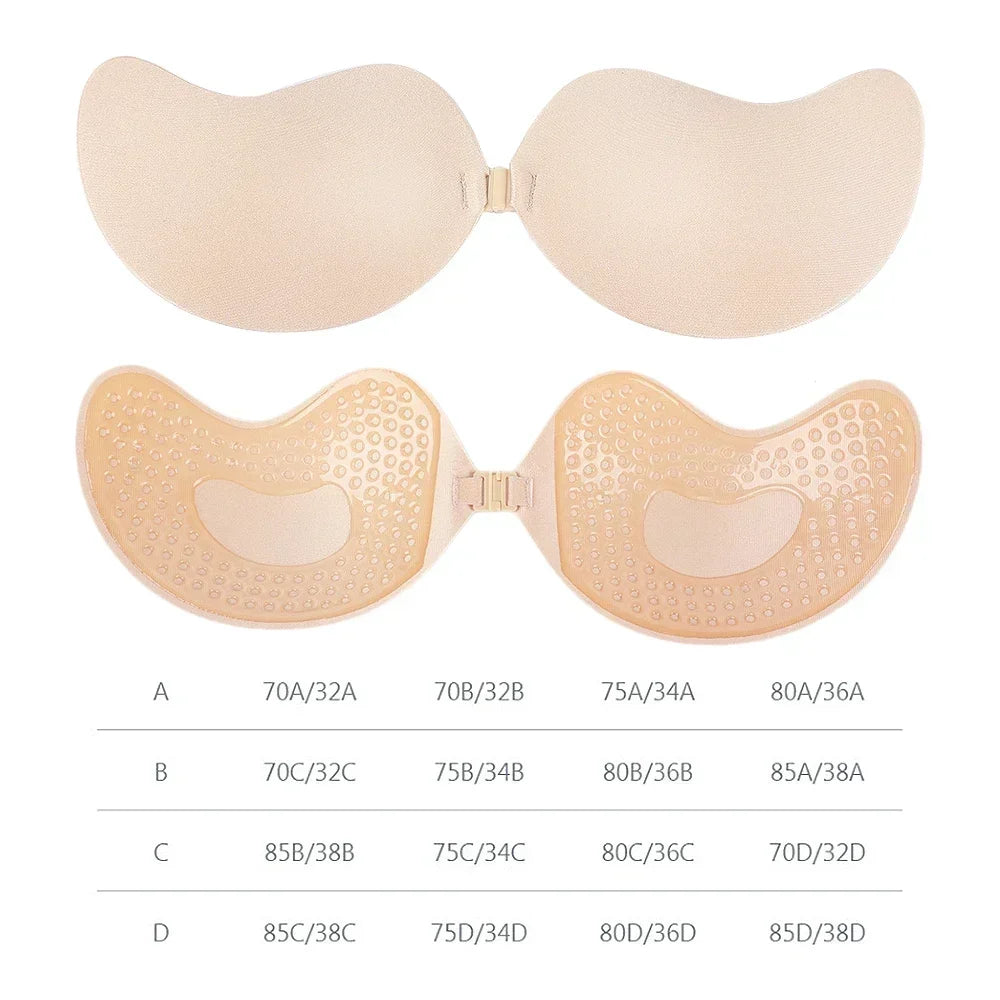 Sujetador adhesivo Invisible sin tirantes para mujer, sin tirantes Sujetador Push Up, lencería de silicona sin costuras, cubiertas para pezones, Bralette, ropa interior