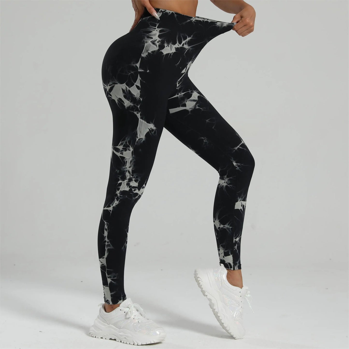 Mallas de gimnasio Tiedye para Mujer, pantalones sin costuras de realce para Mujer, mallas deportivas sin costuras para Fitness, mallas de entrenamiento de cintura alta para Yoga, envío directo