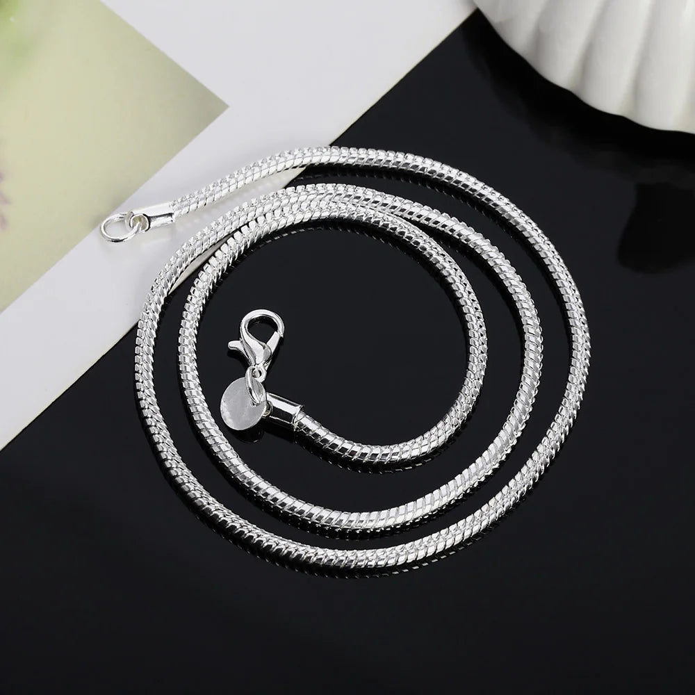 40-75 cm Plata de Ley 925 1 MM/2 MM/3 MM collar de cadena de serpiente sólida para hombres mujeres joyería de moda para colgante envío gratis