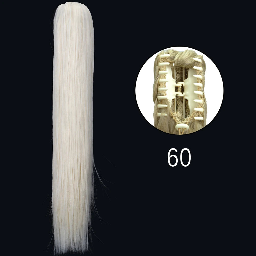 Extensiones de cabello de cola de caballo con Clip de garra larga y recta sintética, pieza de cabello de cola de caballo resistente al calor de 24 pulgadas para mujer, fiesta diaria