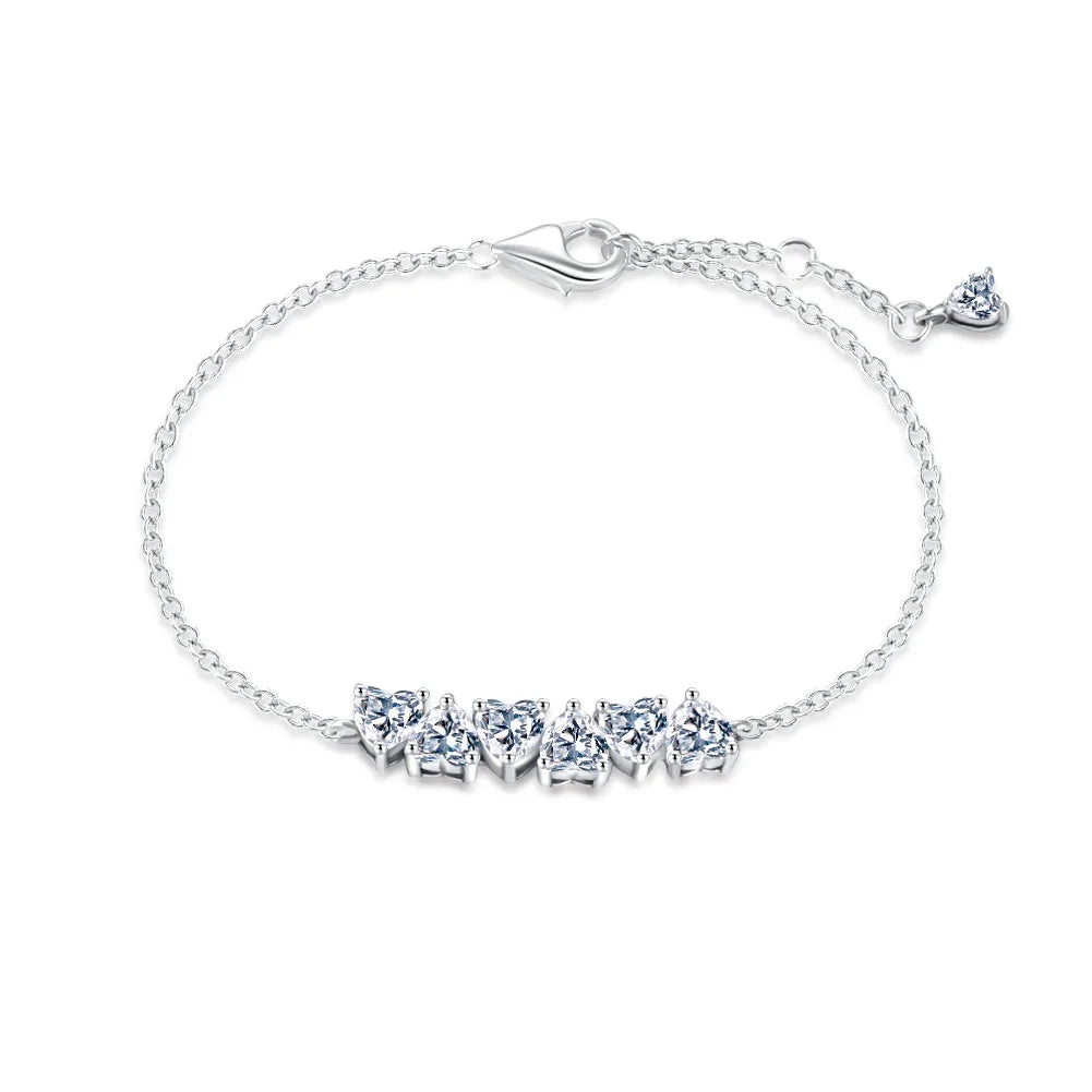 Nuevo original Plata de Ley 925 chapada brillante en forma de corazón collar pulsera mujer regalo de cumpleaños del Día de San Valentín joyería DIY