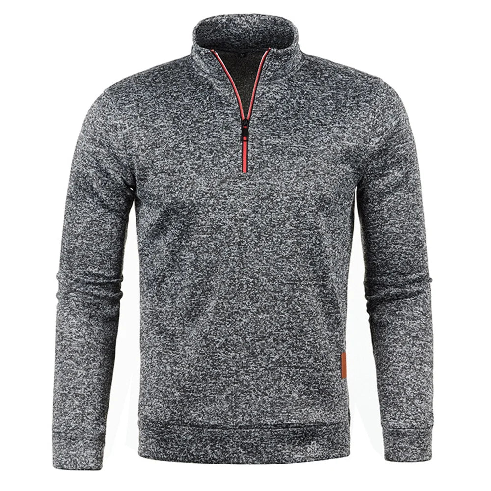 Jersey para hombre, sudaderas más gruesas, jersey con media cremallera para hombre, sudadera con capucha para hombre, suéteres de cuello alto de Color sólido de otoño