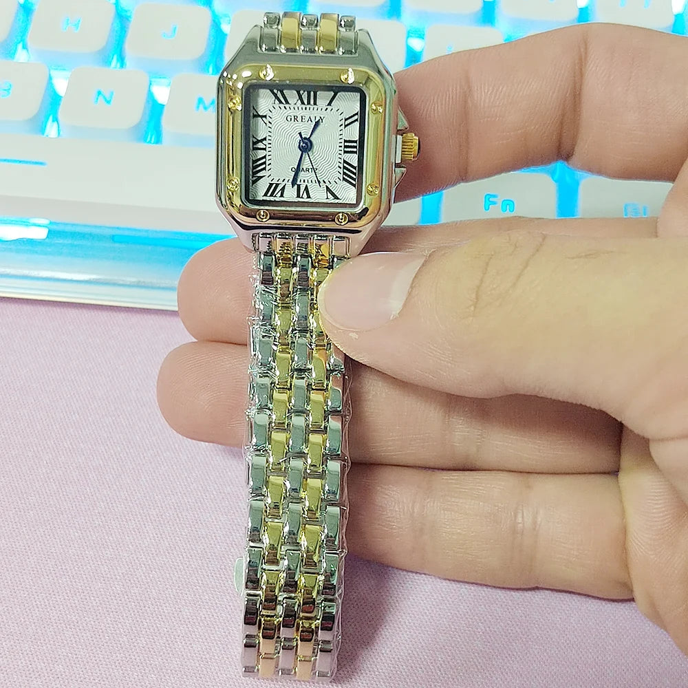 Relojes de lujo para mujer, relojes de pulsera cuadrados de cuarzo de marca clásica para mujer, correa de aleación, reloj de pulsera de negocios para mujer