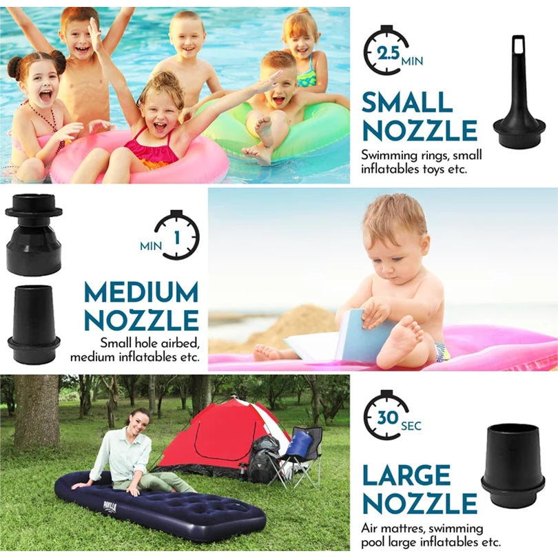 Bomba de aire compresor inalámbrico para acampar al aire libre, bolsa de almacenamiento al vacío inflable, mochila inflable